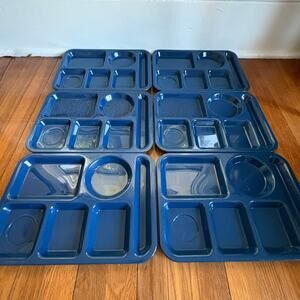 Vintage SiLite Cafeteria Trays Set of 6 Blue Mid Century Plastic Trays